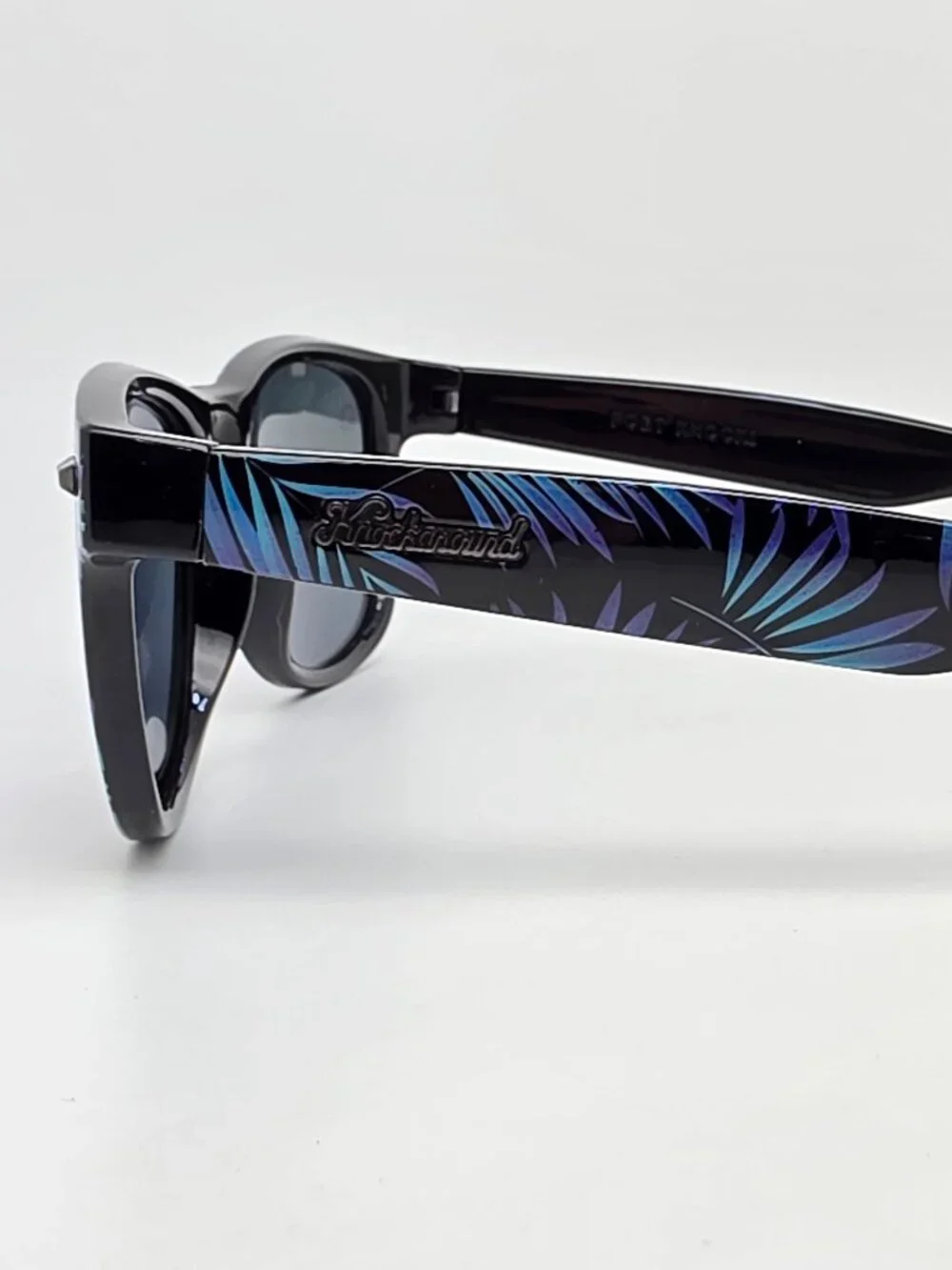 Knockaround Fort Knocks Tropical Palms Black Frame Polarized Purple Sunglasses